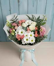 Букет цветов из:  Розы, Лизиантусы и Хризантемы в Чердаклах