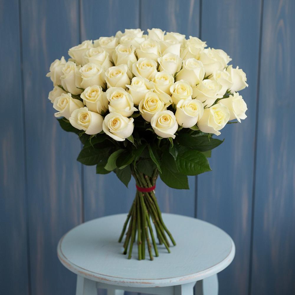 Букет 51 Белая роза Эдлесс Лав в Чердаклах