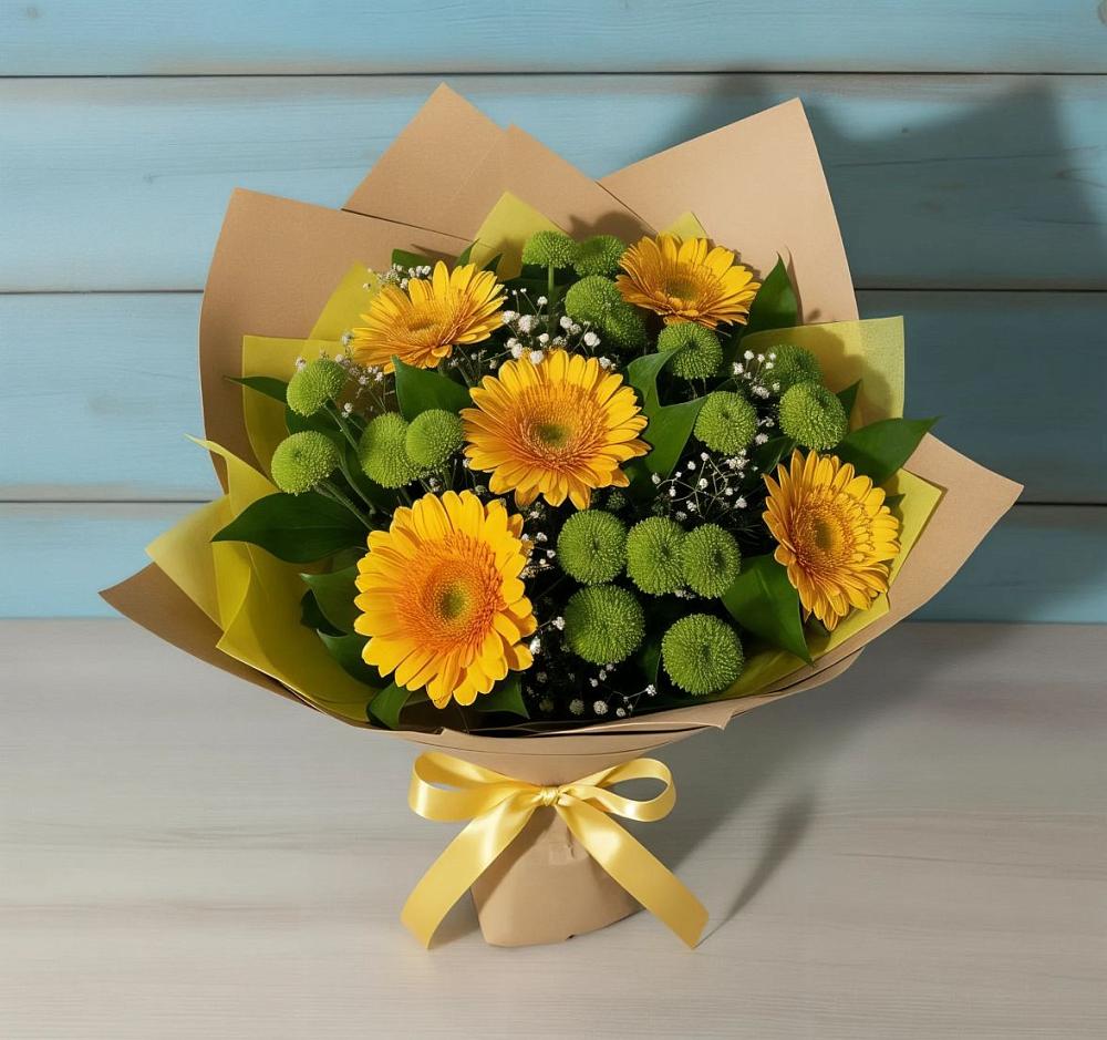 Букет цветов из: Герберы и Хризантемы в Чердаклах