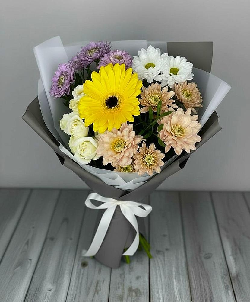Букет цветов из: Розы, Герберы и Хризантемы в Чердаклах