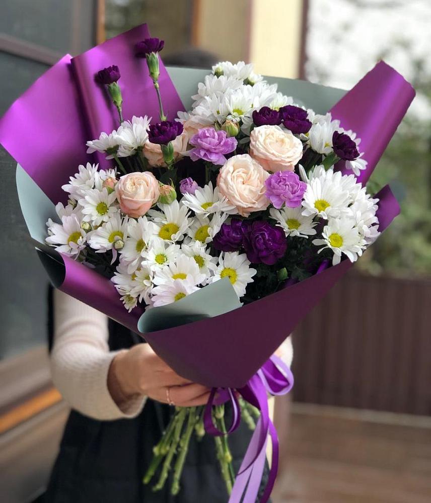 Букет цветов из: Хризантемы, Гвоздики и Розы в Чердаклах