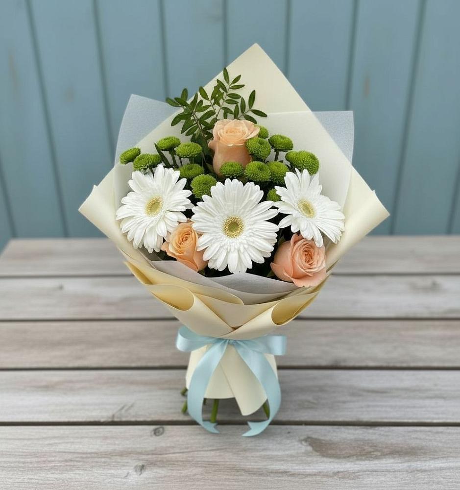 Букет цветов из: Герберы, Розы и Хризантемы в Чердаклах