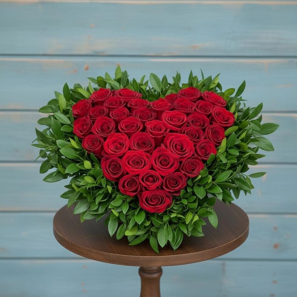 Цветочная композиция из Розы в виде сердца в Чердаклах