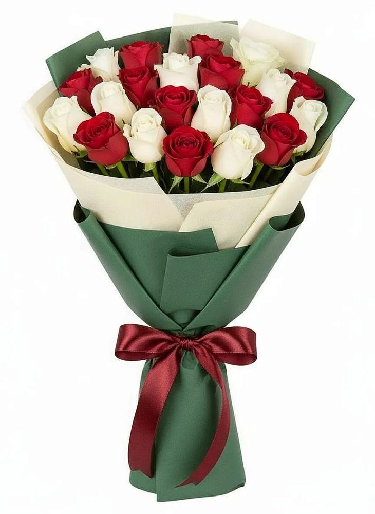 Букет Микс из красных и белых роз в Чердаклах