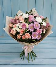 Букет цветов из:  Хризантемы, Розы и Альстромерии в Чердаклах