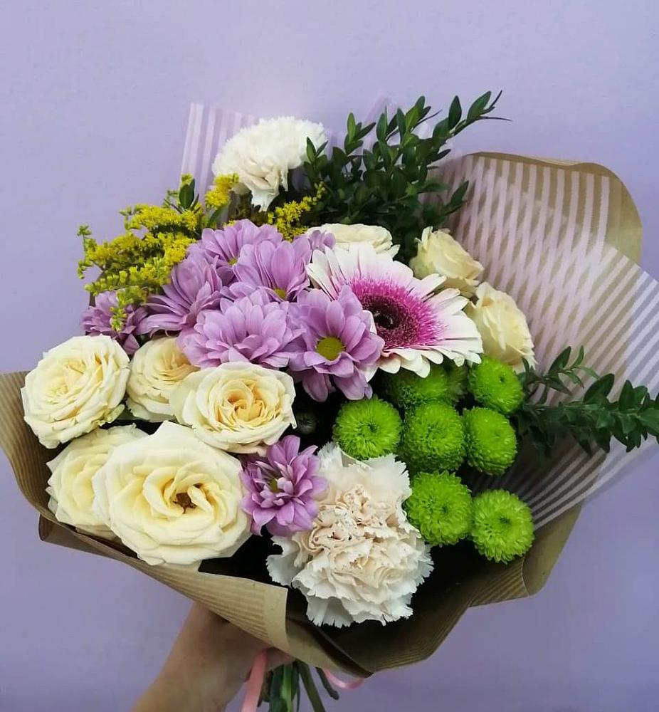 Букет цветов из: Хризантемы, Розы, Гвоздики и Герберы в Чердаклах