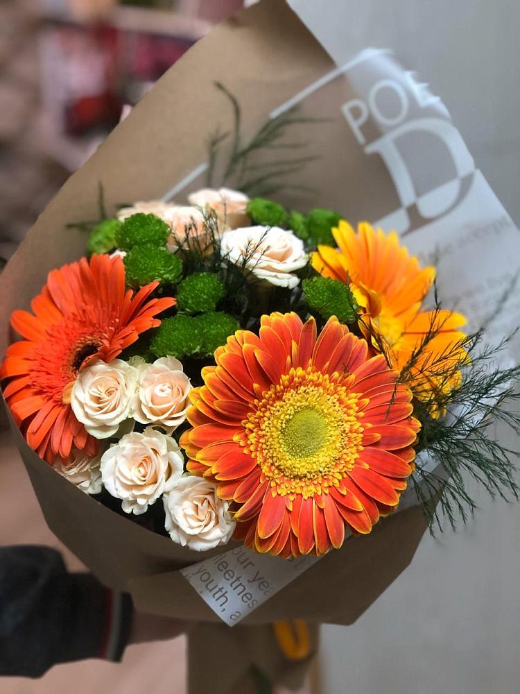 Букет цветов из: Герберы, Хризантемы и Розы в Чердаклах